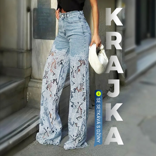 👖Módní krajkové záplatované džínové džíny