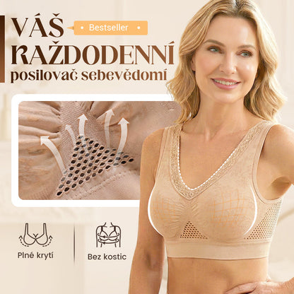 Bezdrátová krajková podprsenka s vysokou podporou pro ženy