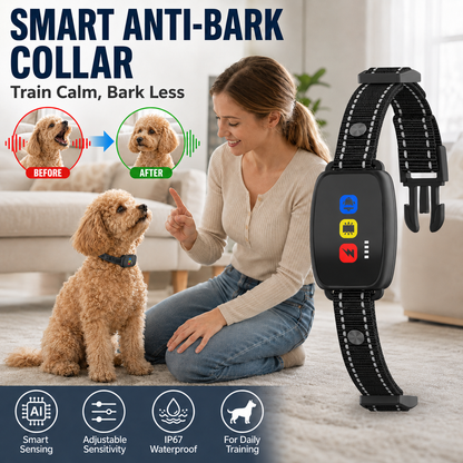 🐕 Odpuzovač štěkání bez nárazů – Zvuk a vibrace, žádný elektrický šok