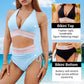 ⛱️ S-4XL 🌺 Barevné blokové bikiny s vysokým pasem a korzetem 🌈👙