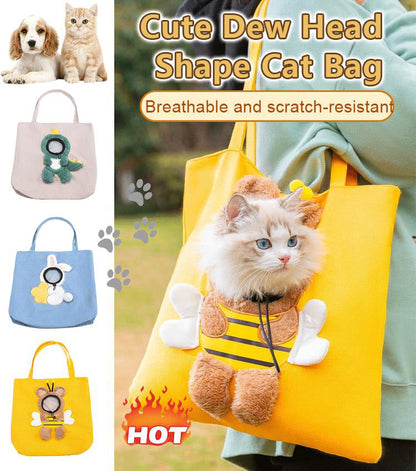 🐈👜Roztomilá taška ve tvaru hlavy kočky – Přepravní taška pro domácí mazlíčky pro pohodlné a stylové cestování