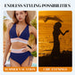 ⛱️ S-4XL 🌺 Barevné blokové bikiny s vysokým pasem a korzetem 🌈👙