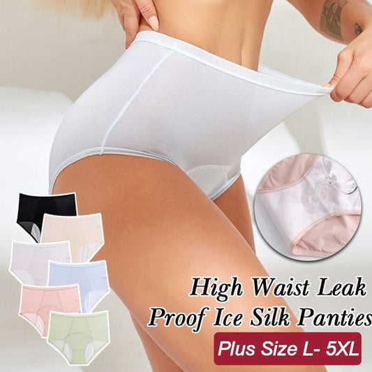 Ledové hedvábné kalhotky s vysokým pasem Plus Size L-5XL