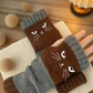 🐱 Roztomilé dámské pletené rukavice s kočičkami — pro teplé ruce a volné prsty🧶
