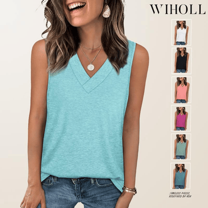 ✨Dámské bez rukávů V-Neck Slim Loose Casual Tank Top
