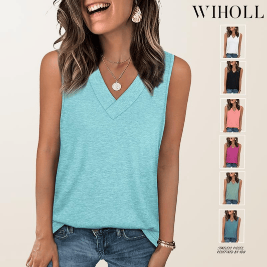 ✨Dámské bez rukávů V-Neck Slim Loose Casual Tank Top