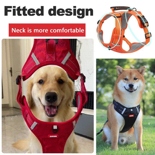 🔥🐶Reflexní postroj pro psy s nastavitelnou vestou bez tahání