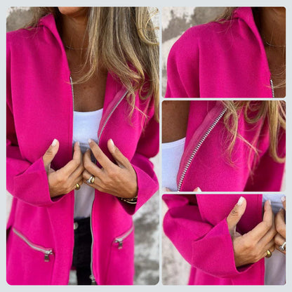 Módní ležérní mikina s dlouhým rukávem a kapucí Zip-Up Jacket