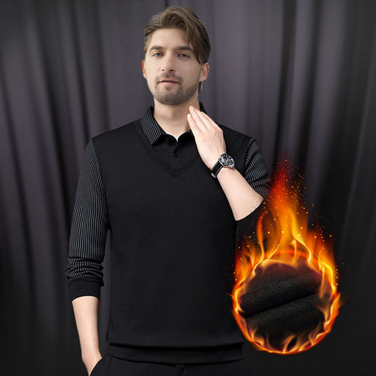 Pánská dvoudílná pletená košile s klopou Faux👔