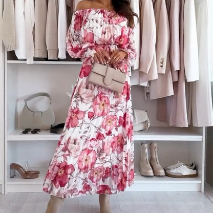 🔥👗Květinový top s odhalenými rameny a dvoudílný komplet s maxi sukní