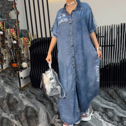 Dámské ležérní klopy Button Down dlouhé šaty