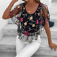 👚 Dámský Tisknutý Mesh Patchwork Top 🌟