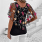 👚 Dámský Tisknutý Mesh Patchwork Top 🌟