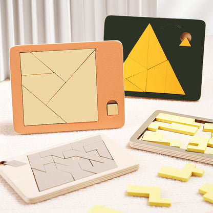 🧩 NYNÍ 50% SLEVA! ✨ Dřevěné puzzle Tangram – 7 barevných geometrických tvarů pro kreativní učení a rozvoj logického myšlení 🔺🔷