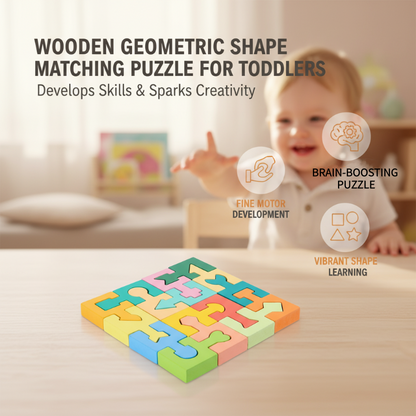 Dřevěné puzzle s geometrickými tvary pro batolata