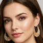 ✨ Zářte elegancí – Zlacené náušnice ve tvaru půlměsíce s květinami z emailu – platba na dobírku 💐