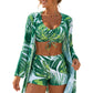 Women Tropical Print 3-Piece Swimwear Set