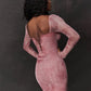 ✨Sexy airy dress✨-Pink Fitted Long-sleeve Dress