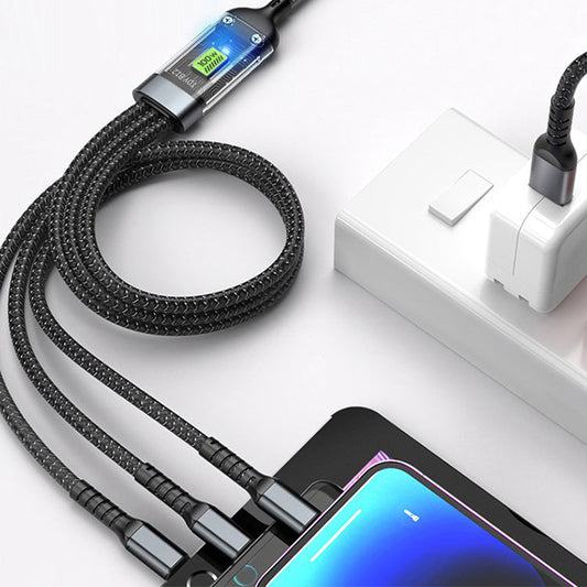 🔥 Hodnotné balení🔥Transparentní superrychlý nabíjecí kabel 3 v 1 Glow